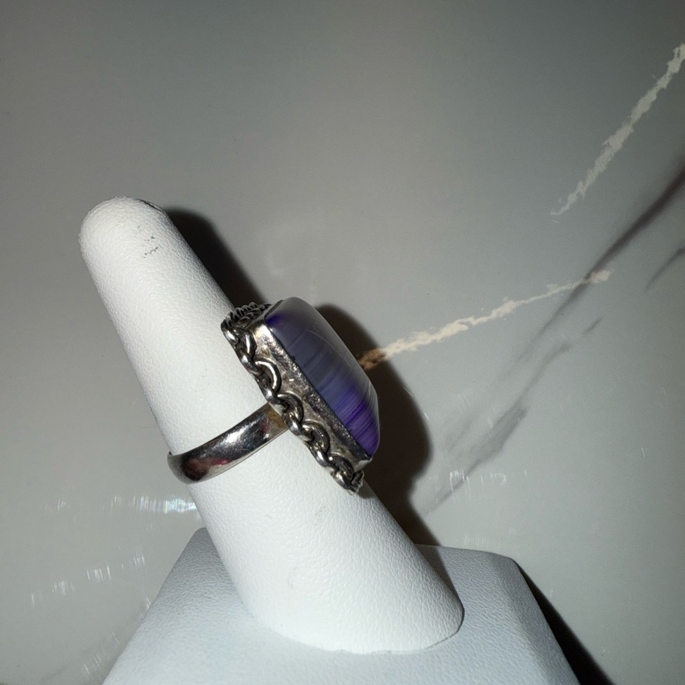 Stunning Square Amethyst Statement Ring Sterling … - image 3